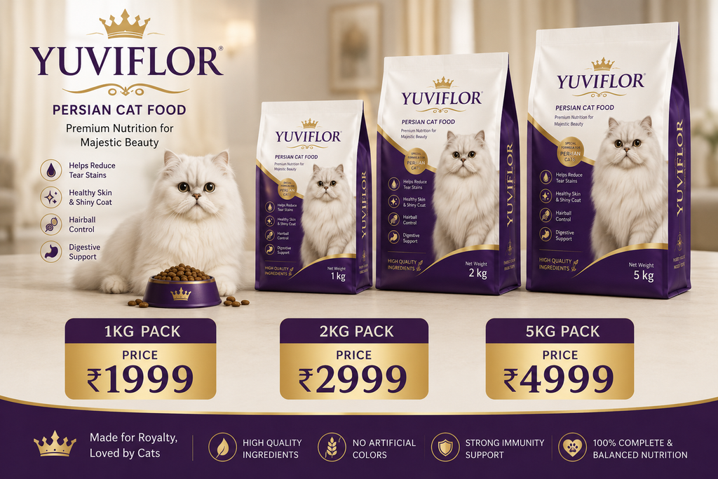 Yuviflor Premium Persian Cat Food - Vet Recommended Formula | Reduces Tear Stains & Hairball | 1kg -5kg Pack